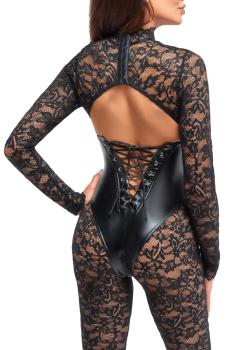 F299 Enigma Spitzencatsuit mit Unterbrustmieder